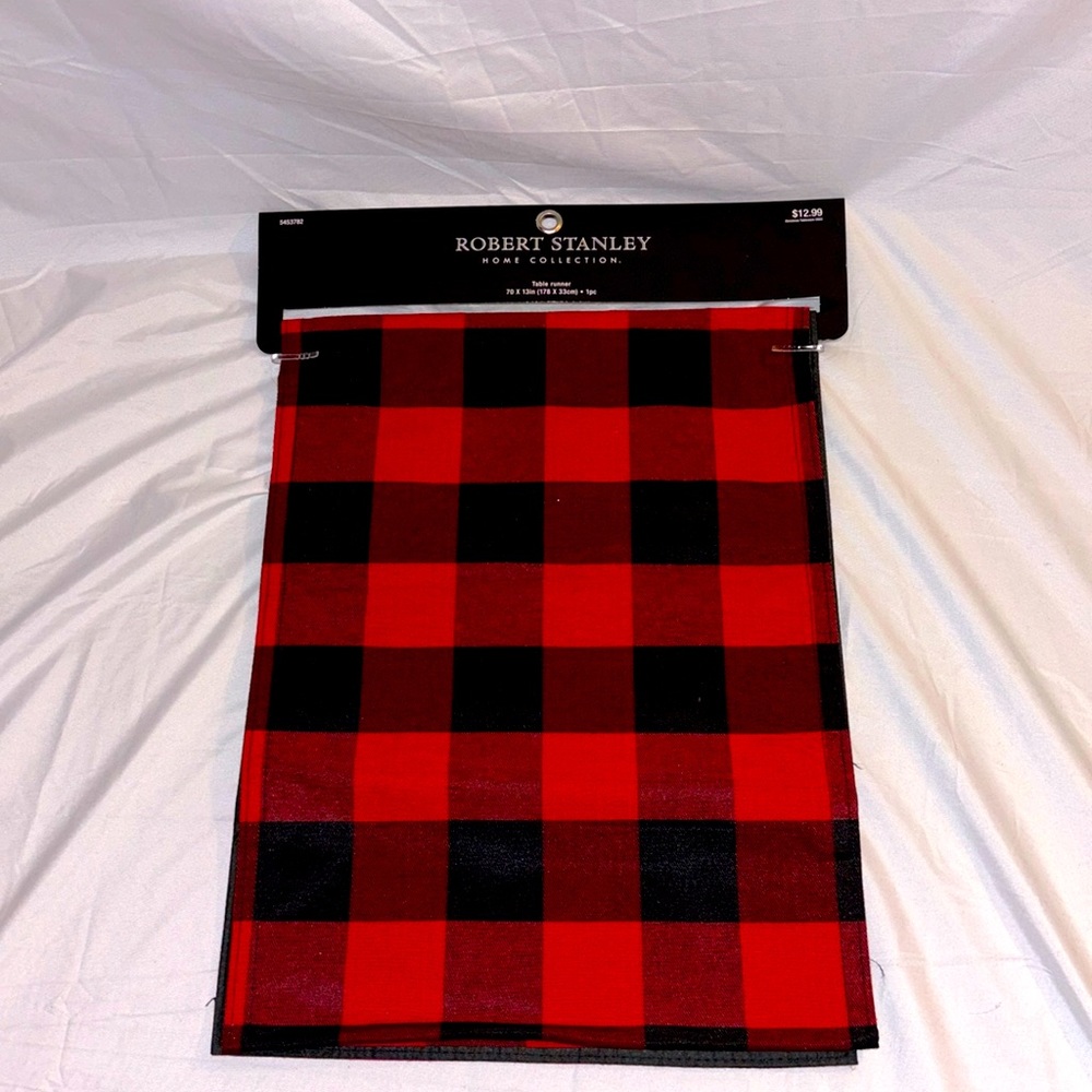 Robert Stanley Checked Table Runner NWT